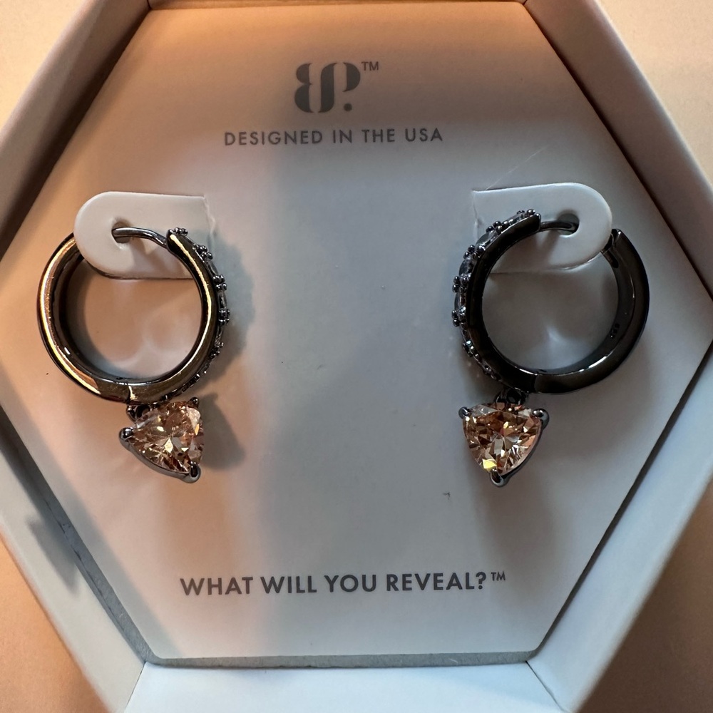 Bomb party BP fizz Silver Textured Crystal Charm Earrings